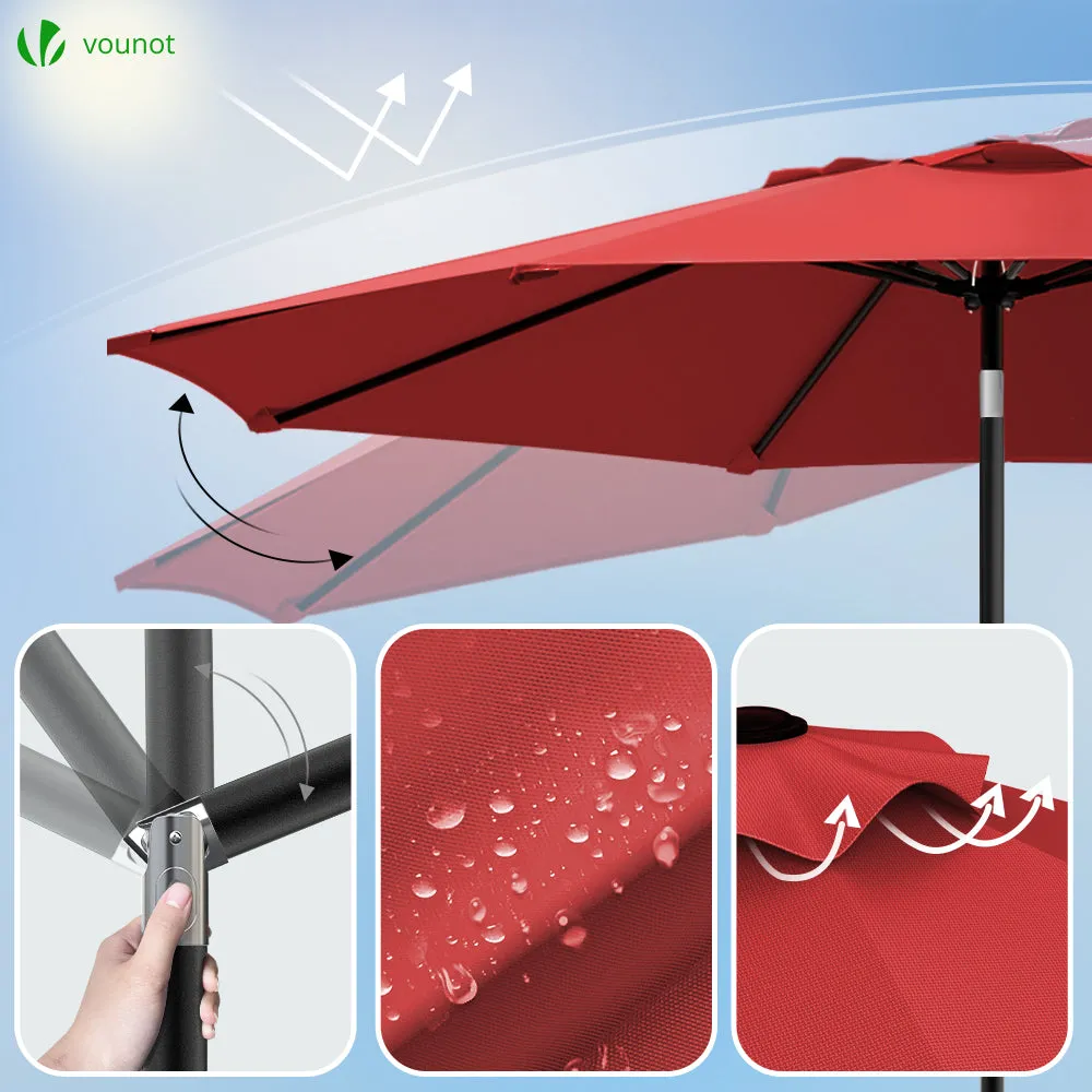 Vounot Ombrellone Inclinabile 2,7 m Rosso con Custodia Anti-UV
