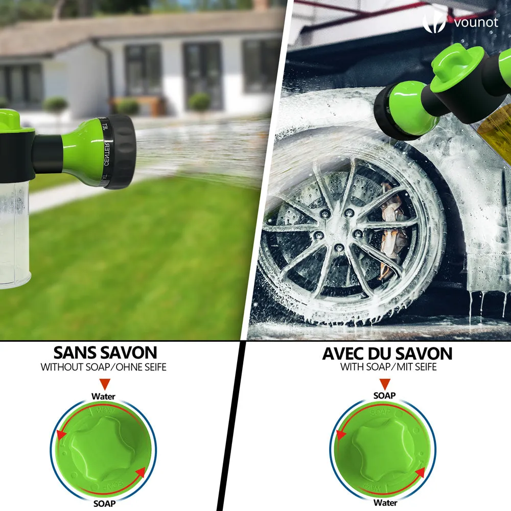 VOUNOT Tubo Giardino Estensibile 30m Nero 8 Getti + Schiuma