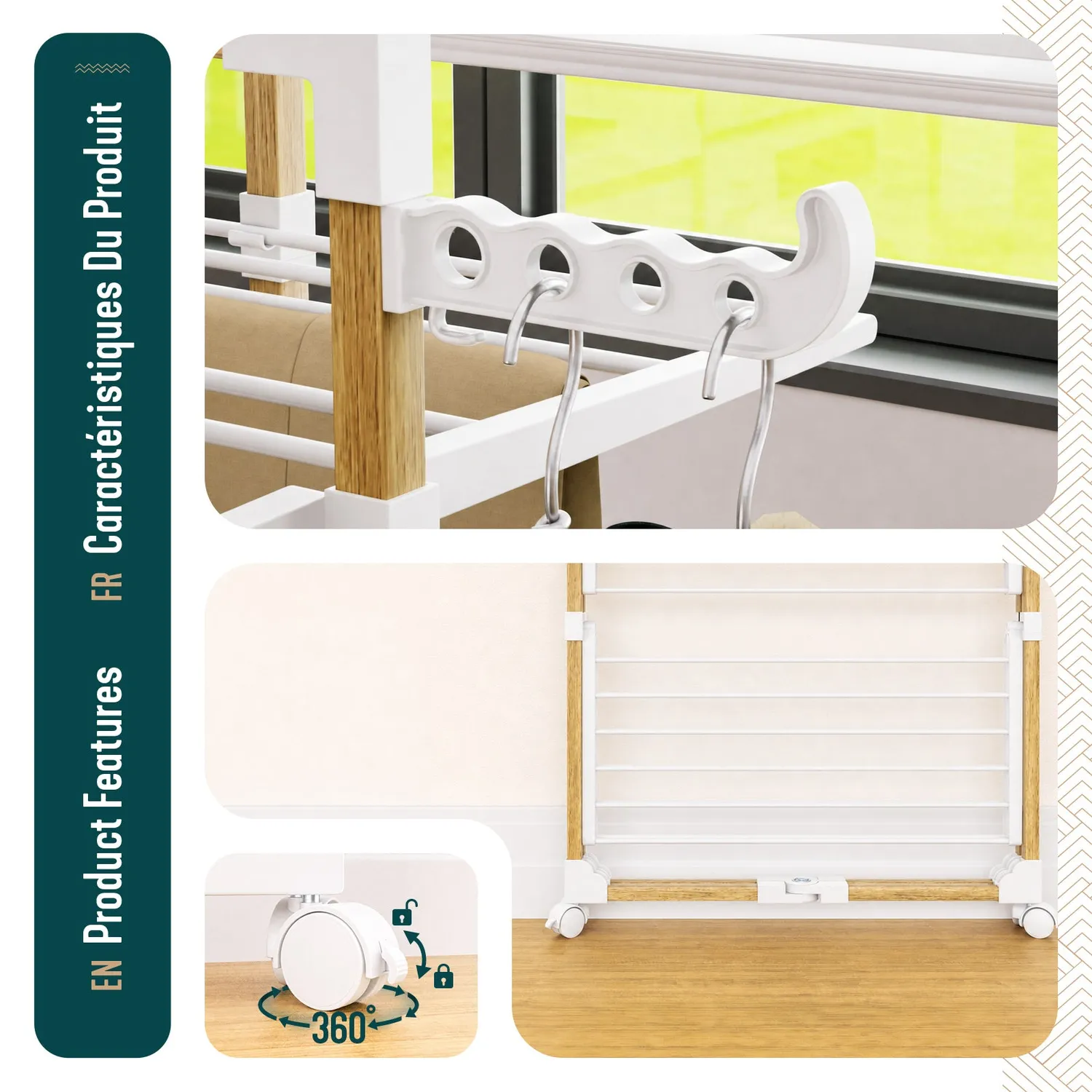 VOUNOT Stendibiancheria Verticale Torre 4 Livelli Bianco
