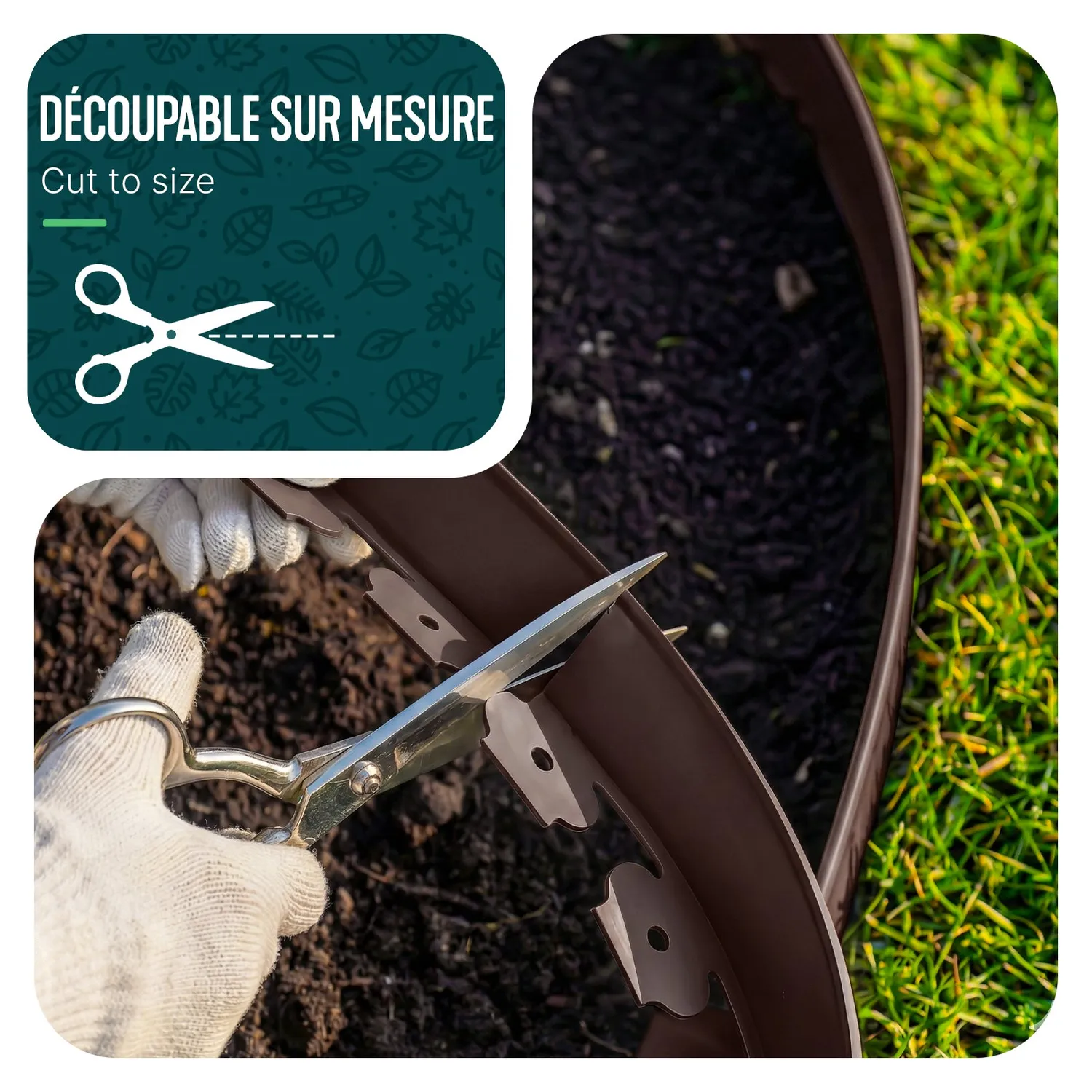 VOUNOT Bordura giardino flessibile 20 m marrone con picchetti
