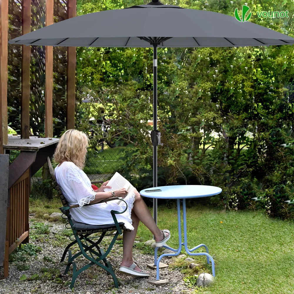VOUNOT Shanghai Ombrellone Inclinabile 270cm Grigio Anti-UV