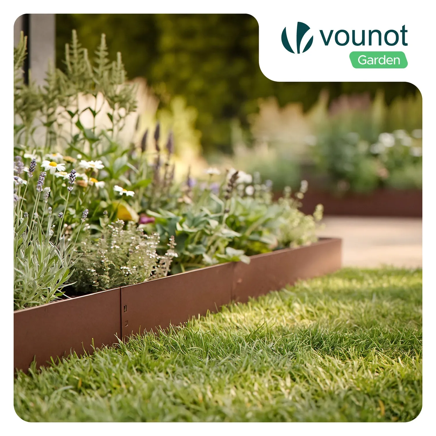 VOUNOT Bordura giardino metallo 100x13 cm marrone 30 pezzi
