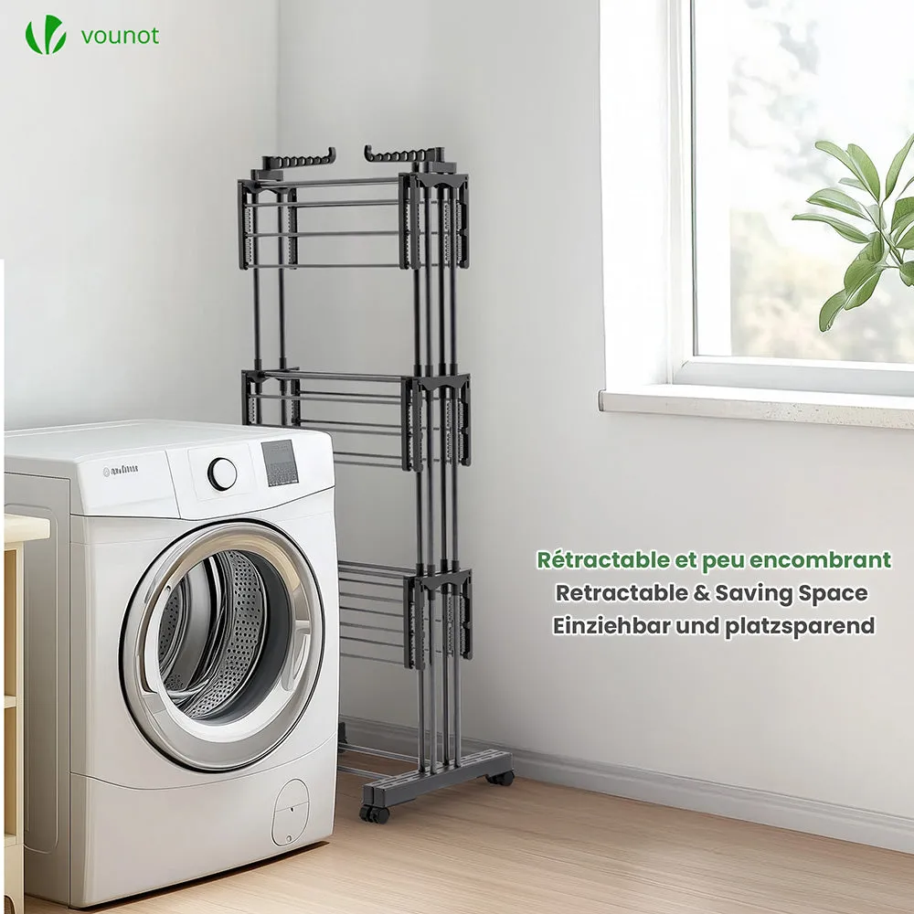 Vounot stendibiancheria a torre 190x53x170 cm nero 26 kg