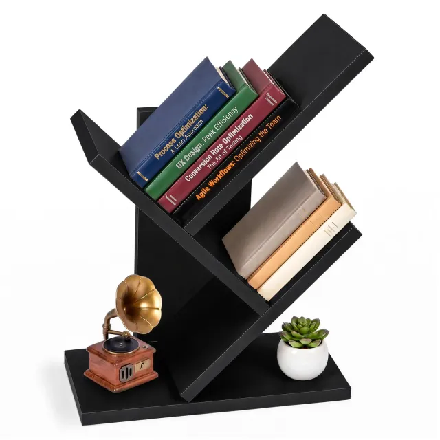 VOUNOT Albero Libreria Scaffale 30x16x40,5 cm Nero compatto