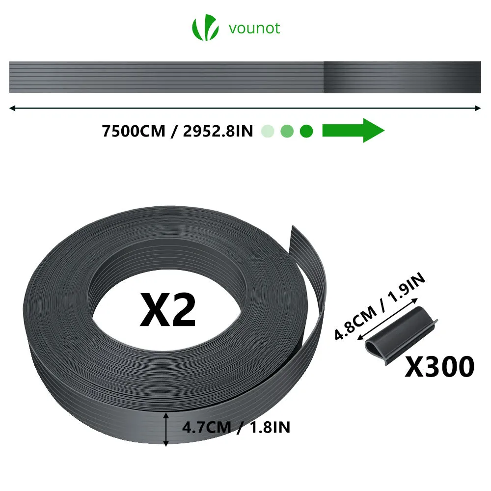 VOUNOT Strisce frangivista PVC 150m 4,7cm grigie 300 clip