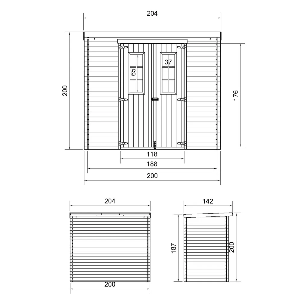 Timbela M311C casetta legno 200x130 cm 2 m² porte doppie