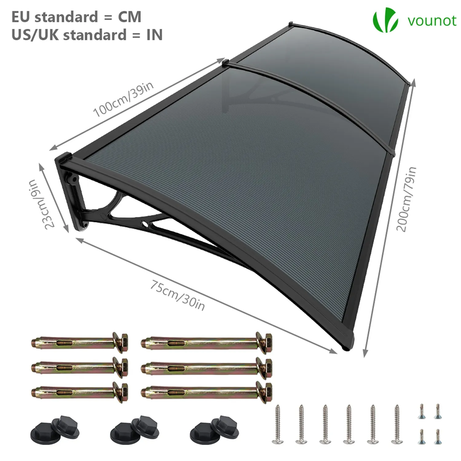 Vounot Pensilina Porta Policarbonato 200x80cm Antracite