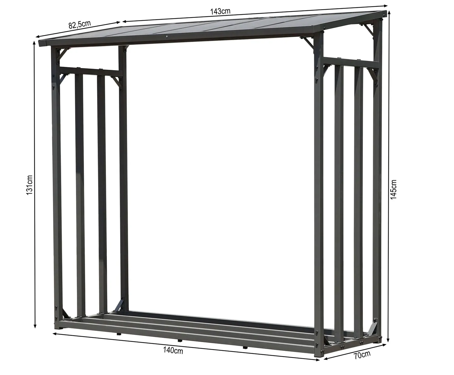Quick Star scaffale legna metallo 143x70x145 cm antracite 2,8 m³