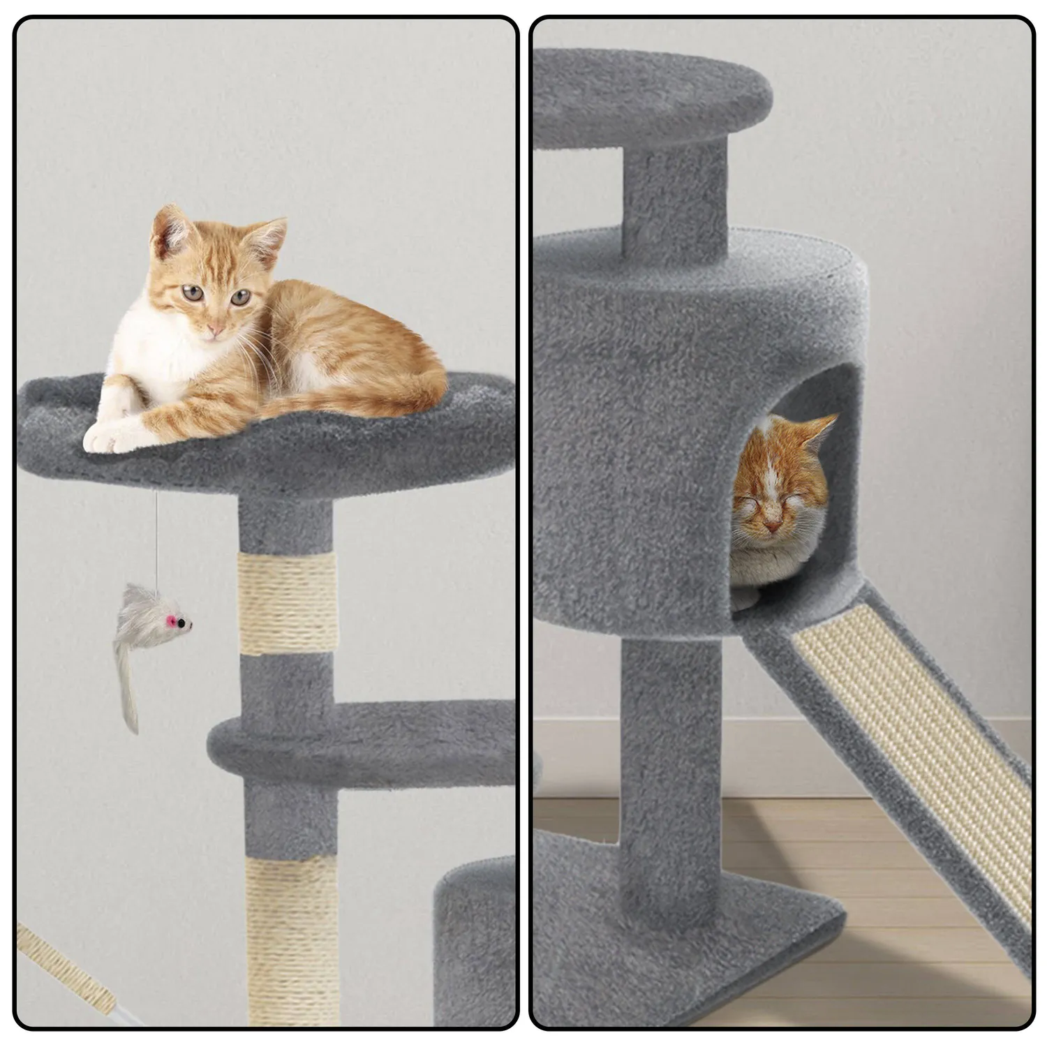 Vounot Albero per Gatti 112 cm Grigio con Tiragraffi
