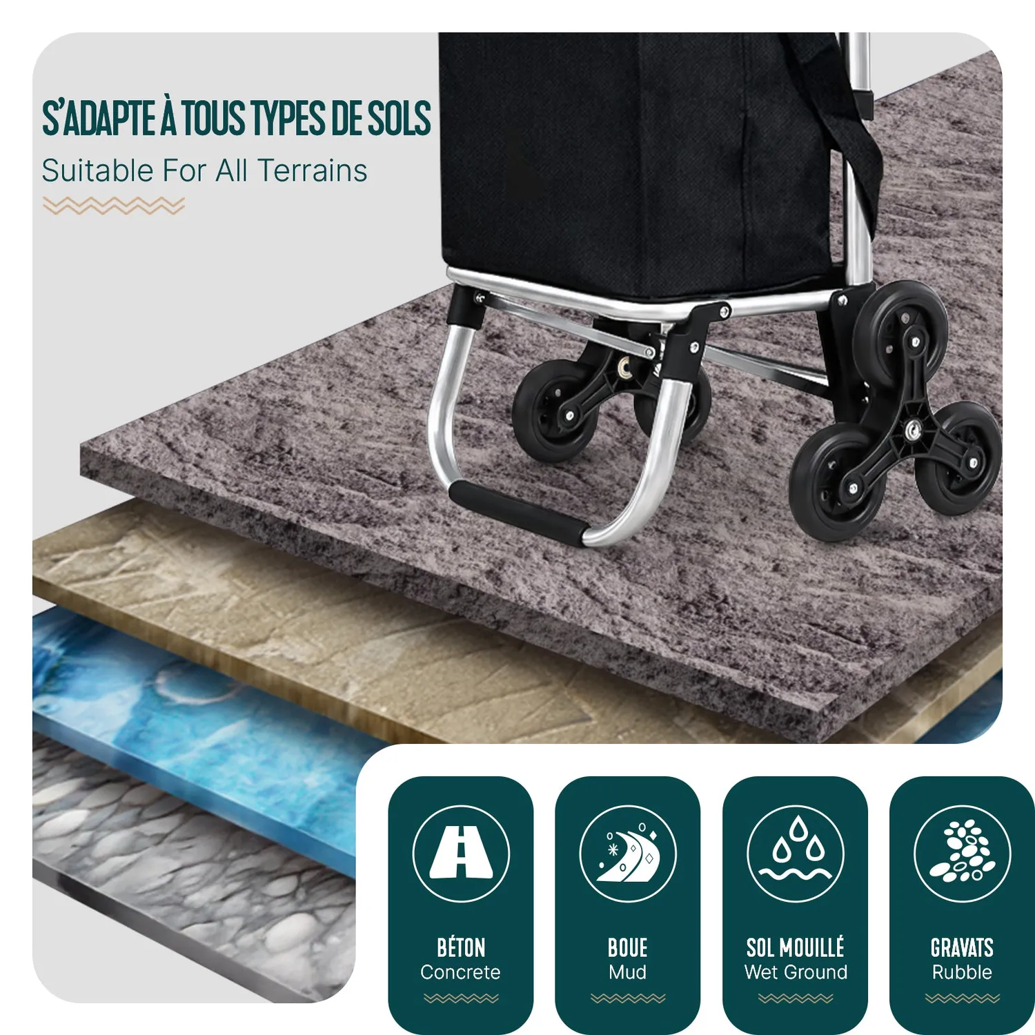 VOUNOT Carrello Spesa Pieghevole Saliscale Nero 58 L