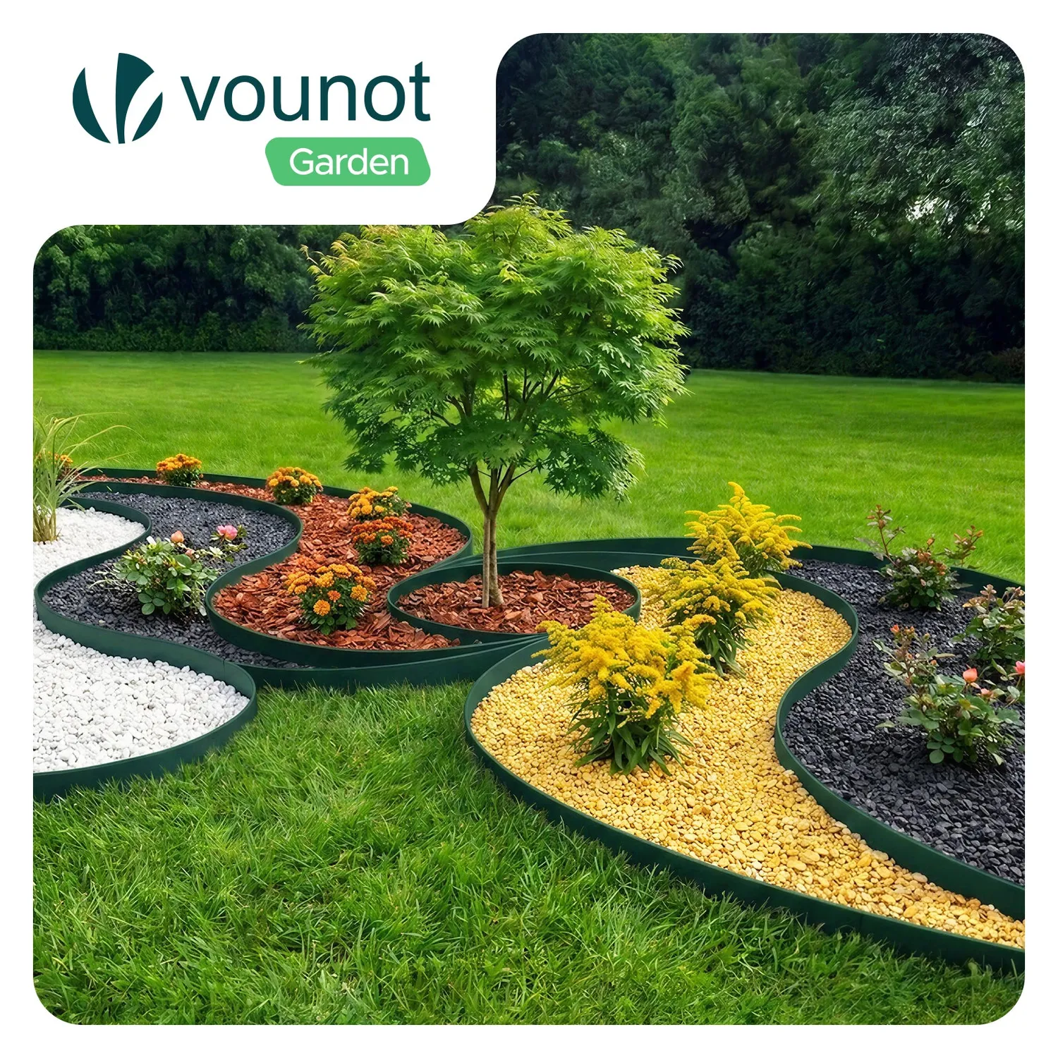 Vounot bordura giardino flessibile 10 m verde picchetti