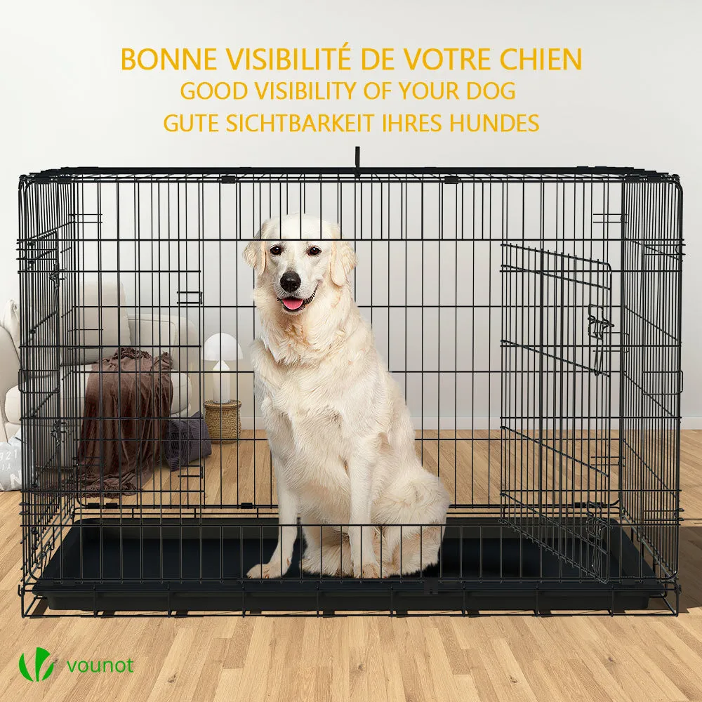 VOUNOT Gabbia cane metallo 122x75x81 cm 2 porte