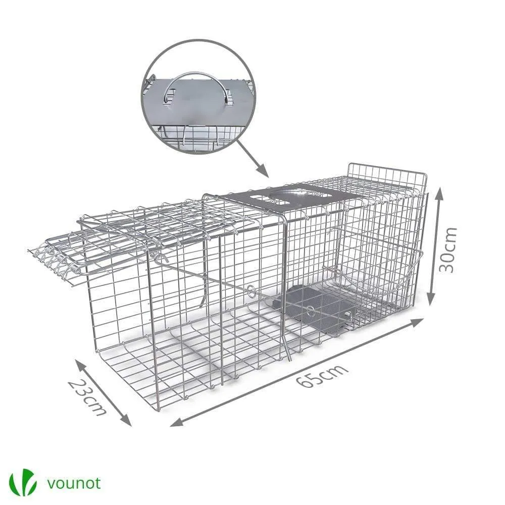VOUNOT Trappola Animali Vivi XL in Acciaio 65x23x30 cm