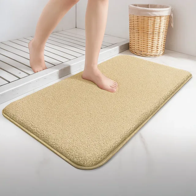 VOUNOT Set 2 Tappeti Bagno Antiscivolo Beige 50x80 Microfibra