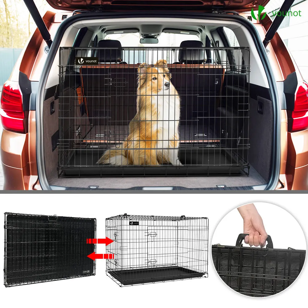 Vounot Gabbia Cane Pieghevole 122x75x81 cm con Telo