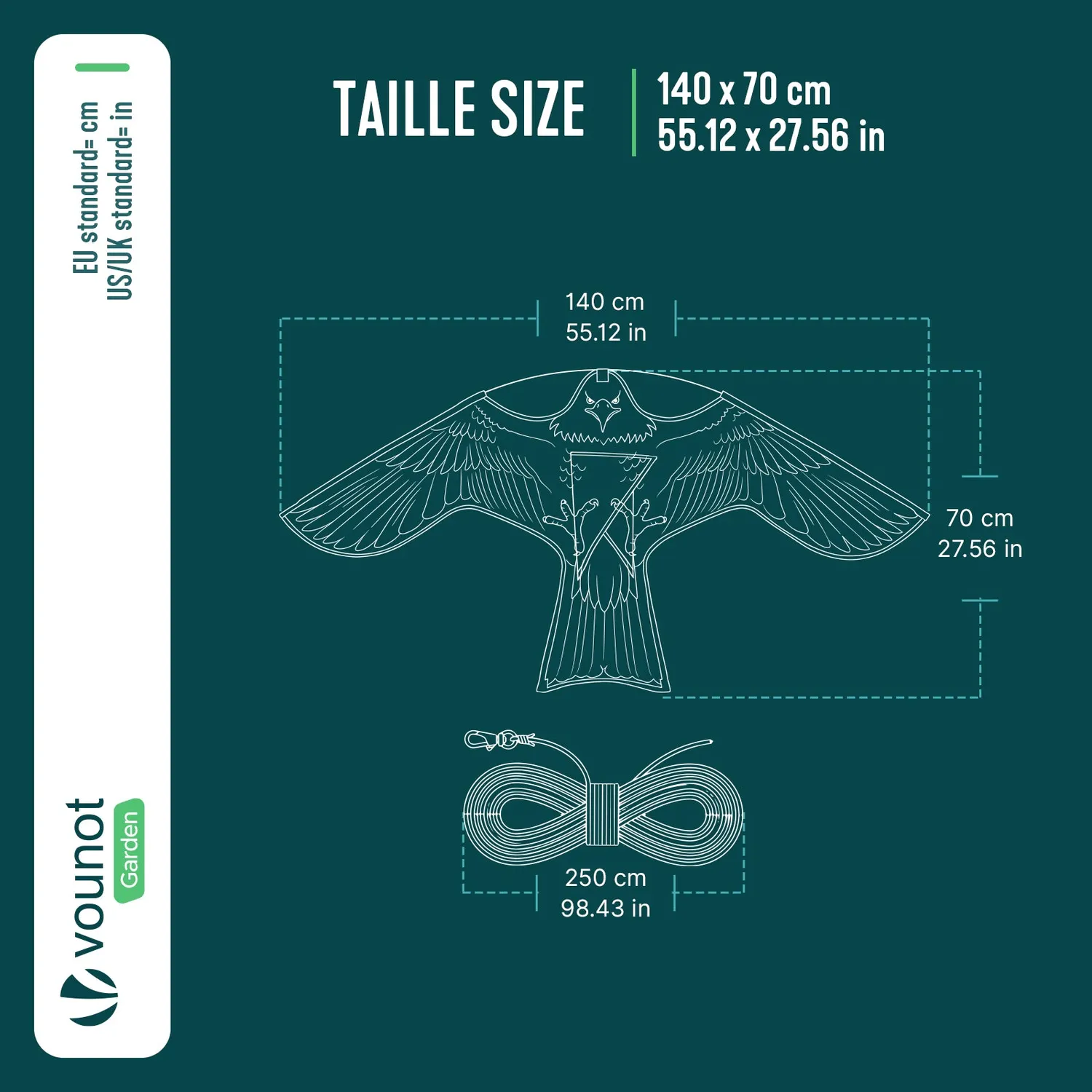 VOUNOT Aquilone spaventapasseri falco B senza palo 140x70cm