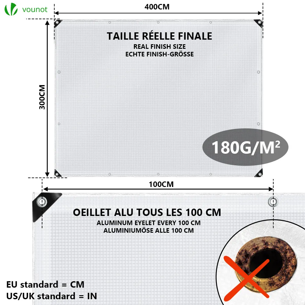Vounot telo protettivo PE 180g 3x4m bianco impermeabile