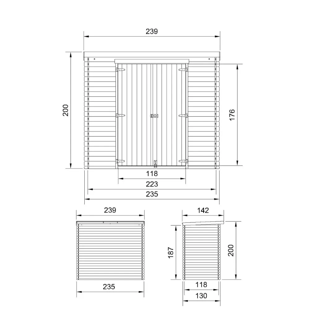 Timbela M310C1 capanno legno 235x130 cm 3 m2 porta bici