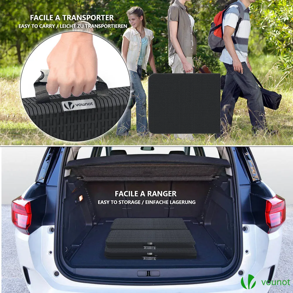 VOUNOT Set Tavolo + 2 Panche Pieghevoli 180 cm Nero HDPE