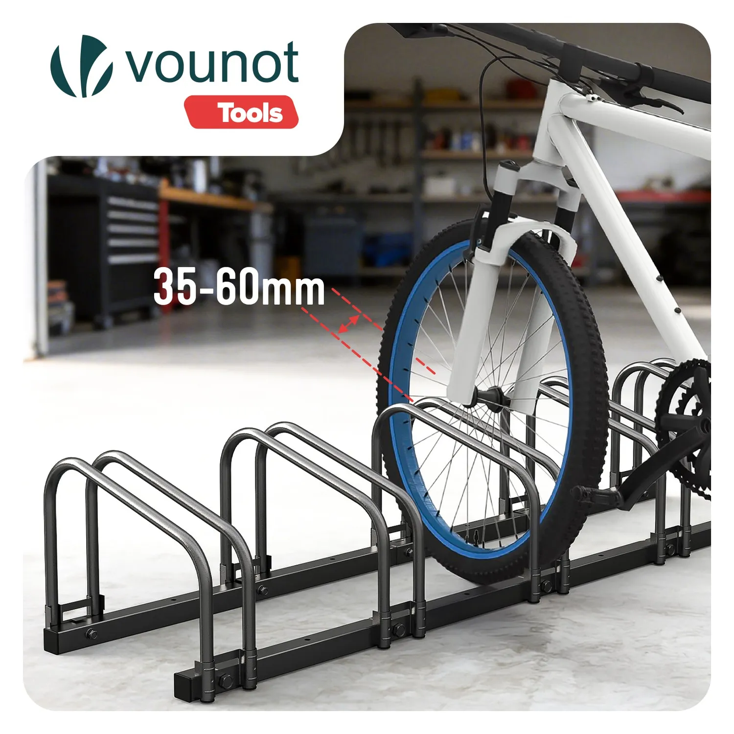 VOUNOT Rastrelliera Bici 6 Posti da Terra e Muro Nera 160 cm