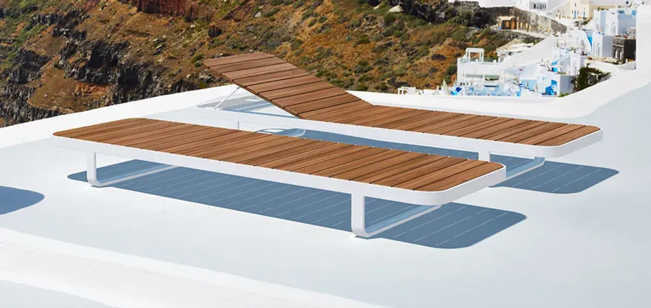 Progetto Esterno Lettini lettino giardino alluminio teak