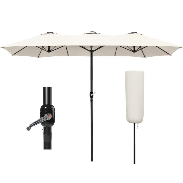 Vounot doppio ombrellone giardino 270x460 beige anti-UV
