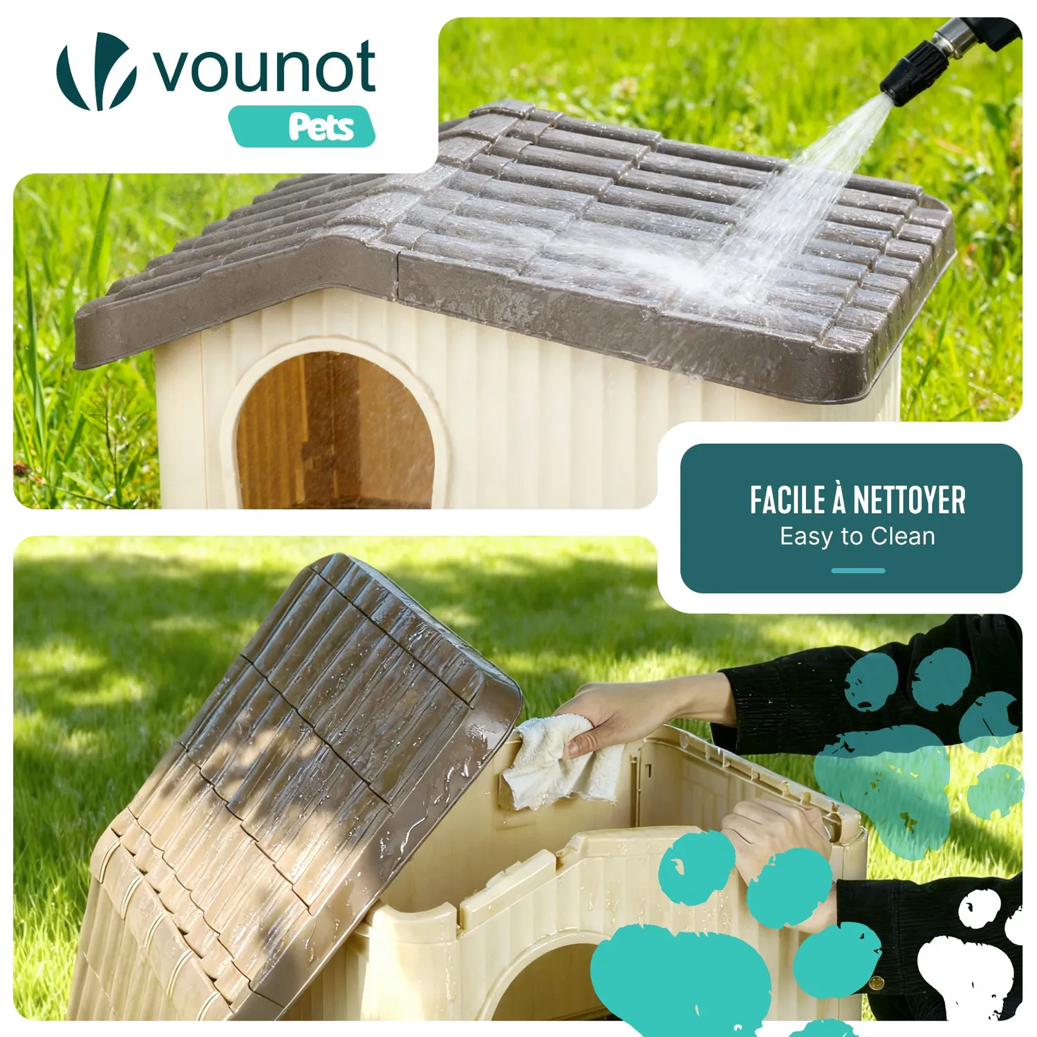 Vounot cuccia cane gatto 75x63x51cm beige plastica