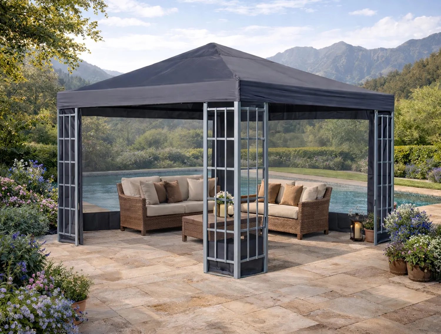 Quick Star tetto ricambio gazebo 3x3 m grigio 260 g