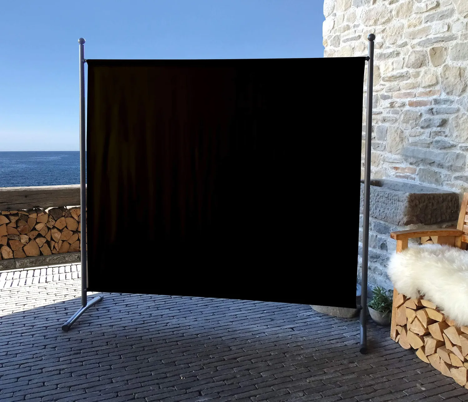 Quick Star Paravento 2 pannelli 180x178 nero bianco da esterno