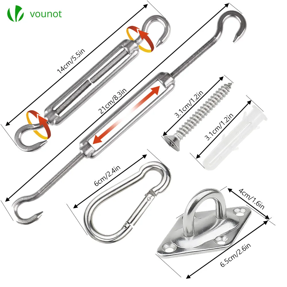 VOUNOT Kit Fissaggio Vela Ombreggiante Inox 24 Pezzi