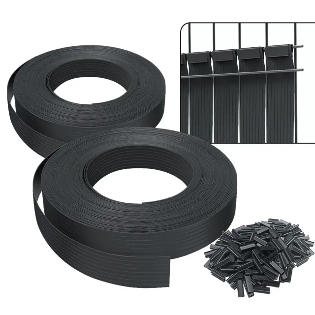 VOUNOT Strisce Frangivista PVC 150m Nere con 300 Clip