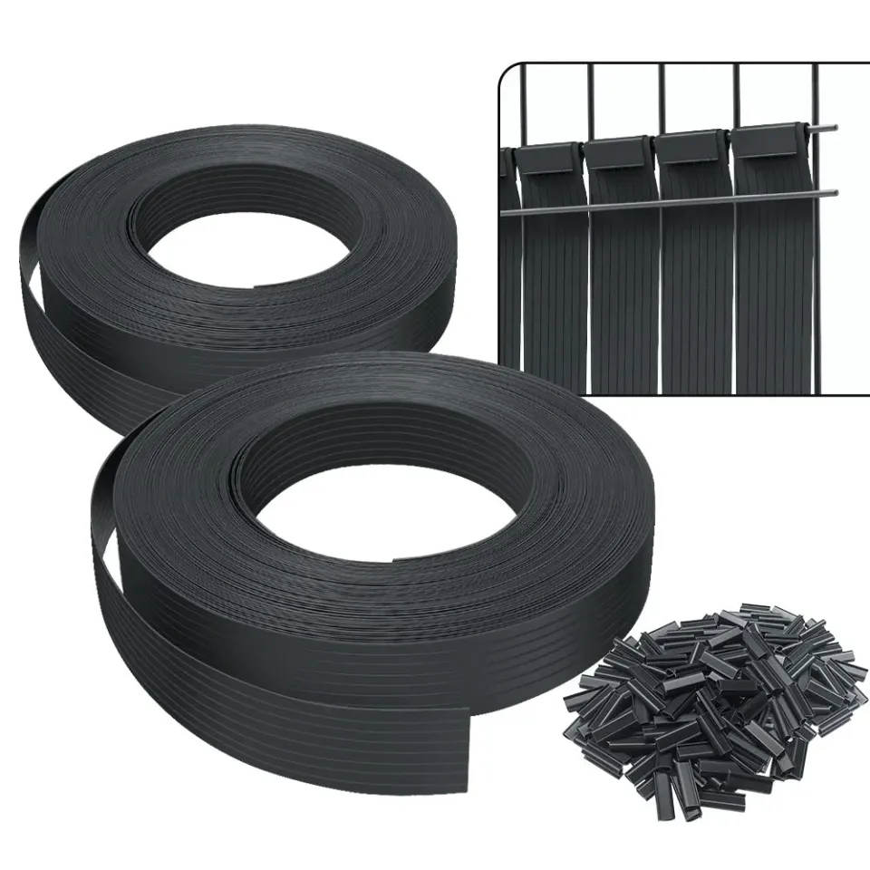 VOUNOT Strisce Frangivista PVC 150m Nere con 300 Clip