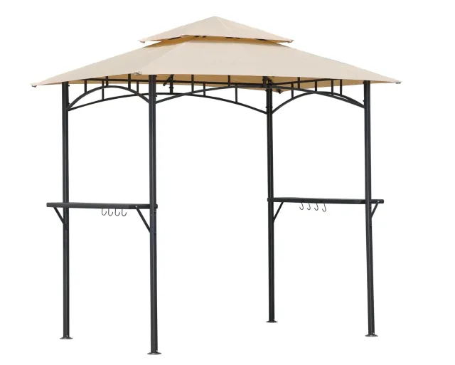 QUICK STAR Gazebo Barbecue 245x150 cm Beige con Ripiani