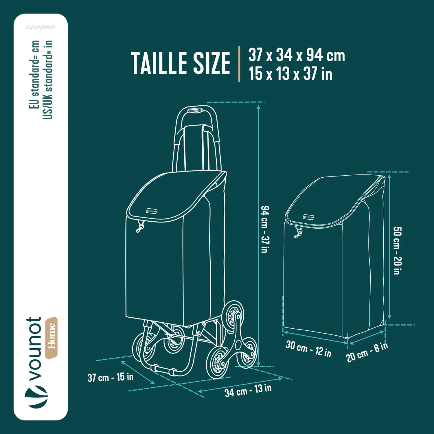 VOUNOT Carrello Spesa Pieghevole Saliscale Blu 32L