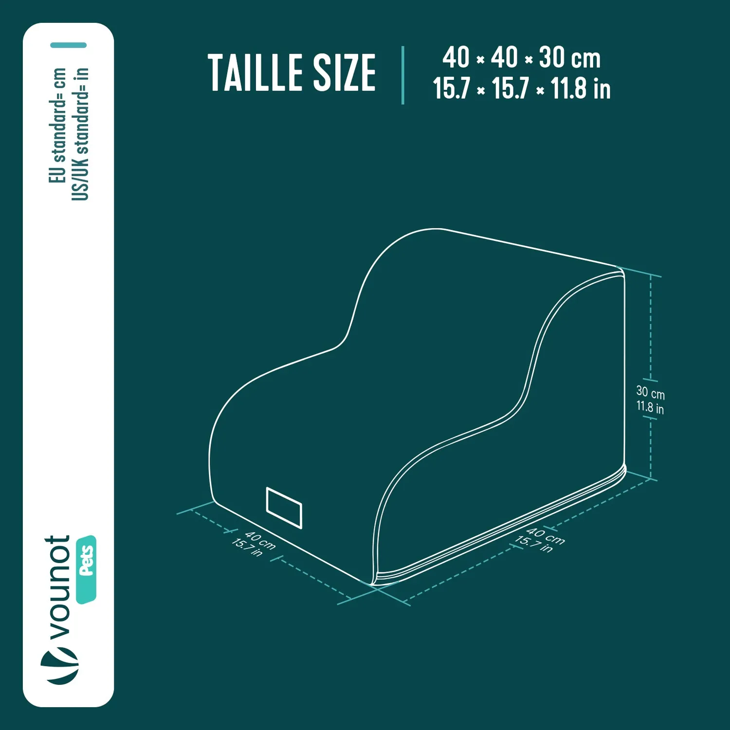 VOUNOT scaletta cani 40x40x30 cm grigia lavabile