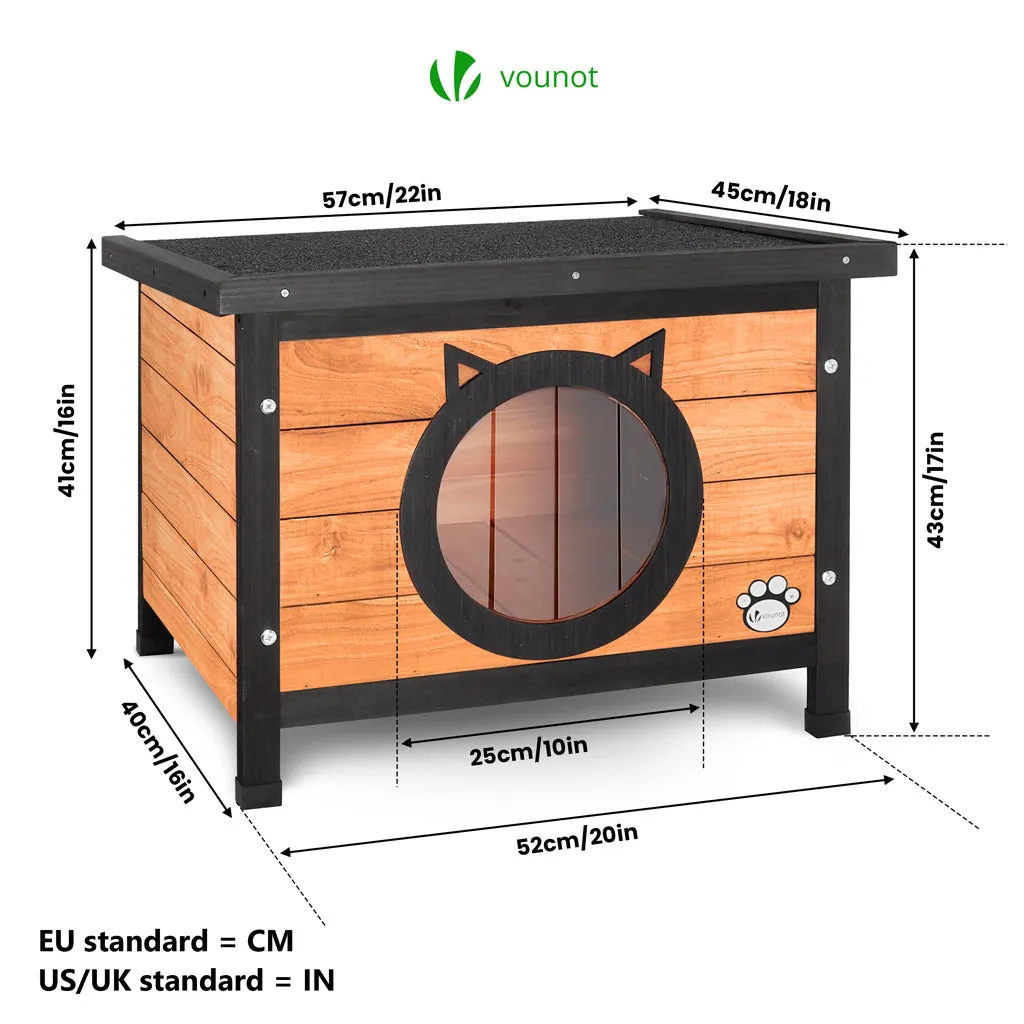 VOUNOT Casa per Gatti in Legno 57x45x43 Tetto Bitumato