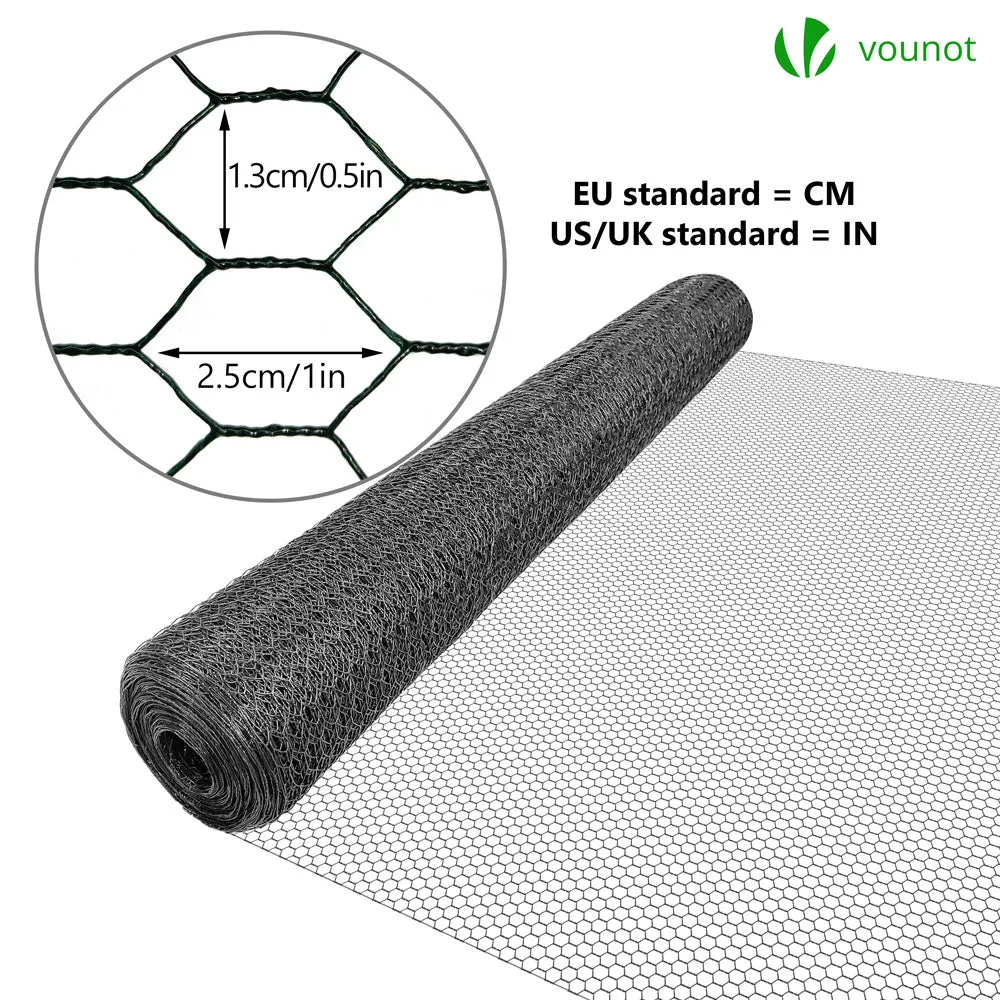 VOUNOT Rete metallica esagonale 13 mm 1x50 m grigia PVC