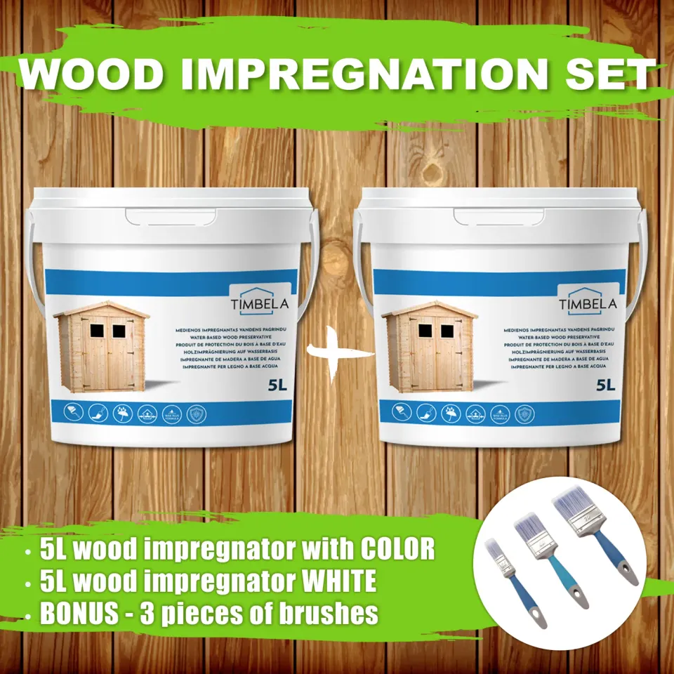 Timbela kit impregnante legno 5L+5L bianco+colore