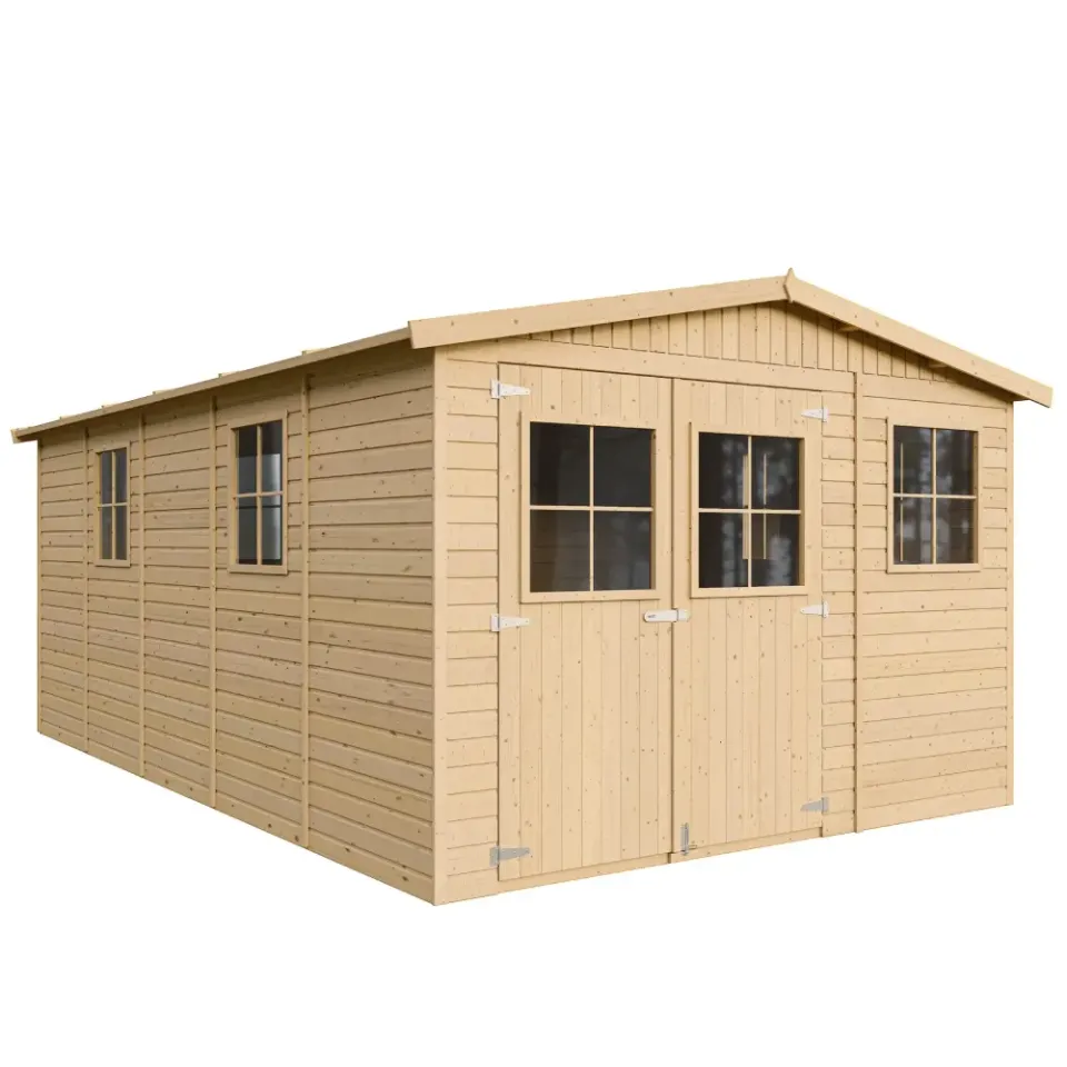 Timbela M337 casetta pannelli legno 303x493 15 m² doppia porta