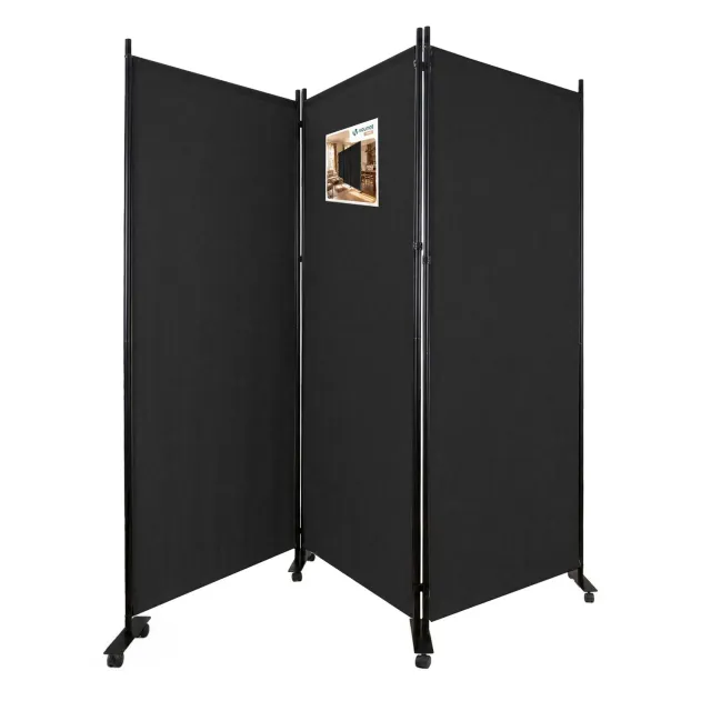Vounot Paravento Interno 3 Pannelli con Ruote Antracite