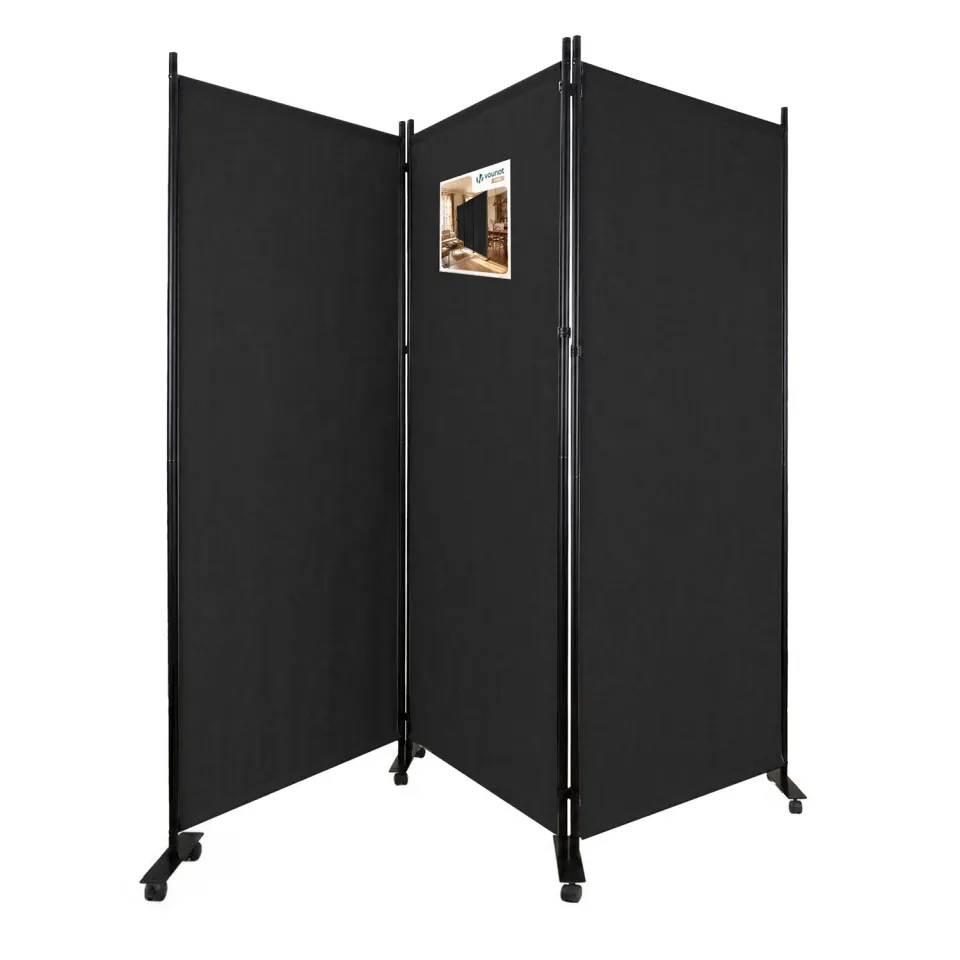 Vounot Paravento Interno 3 Pannelli con Ruote Antracite