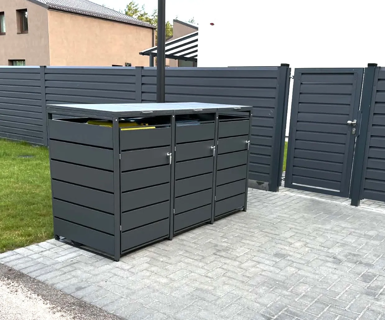 Timbela M802-3K copribidoni acciaio 3x240L antracite