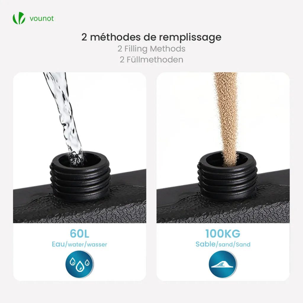 Vounot Zavorre Ombrellone HDPE Set 4 da 60L Nere Antivento