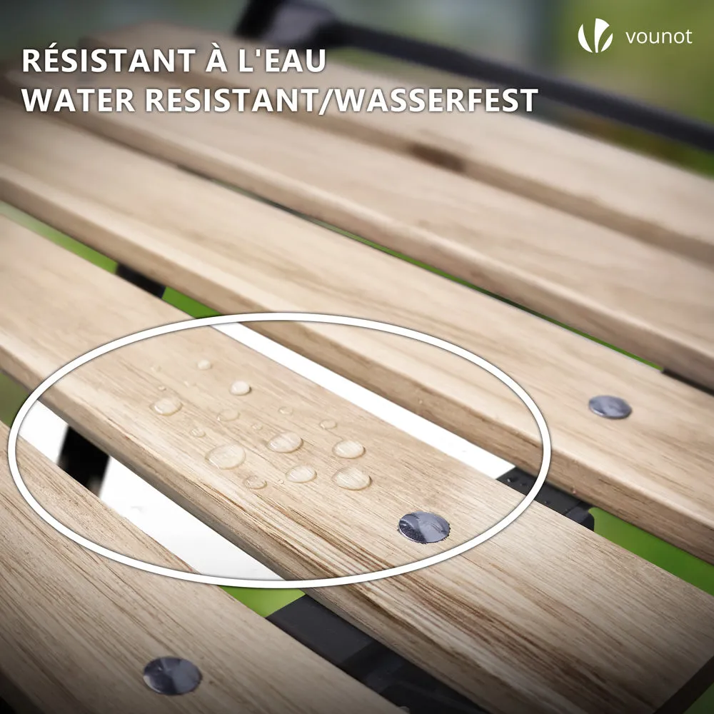VOUNOT Set Bistrot Pieghevole Tavolo 2 Sedie Legno Esterno
