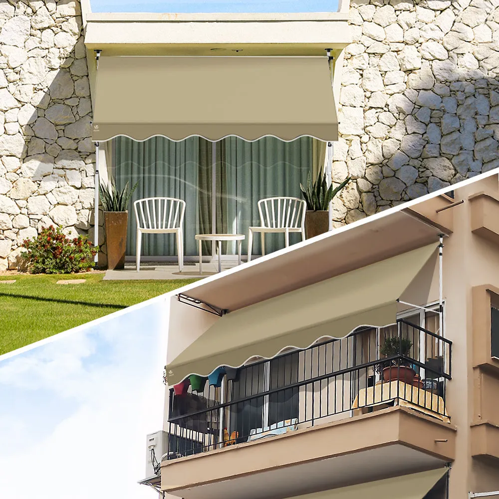 VOUNOT Tenda da Sole Balcone 250 cm Beige Senza Fori
