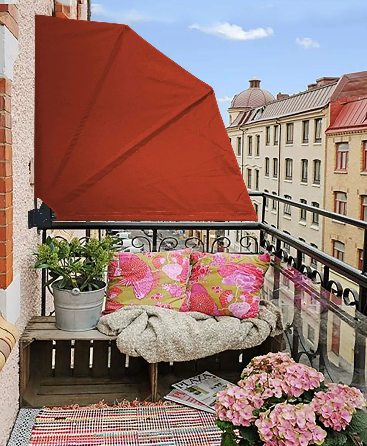 Quick Star paravento balcone 115x115 cm 2 pezzi arancione