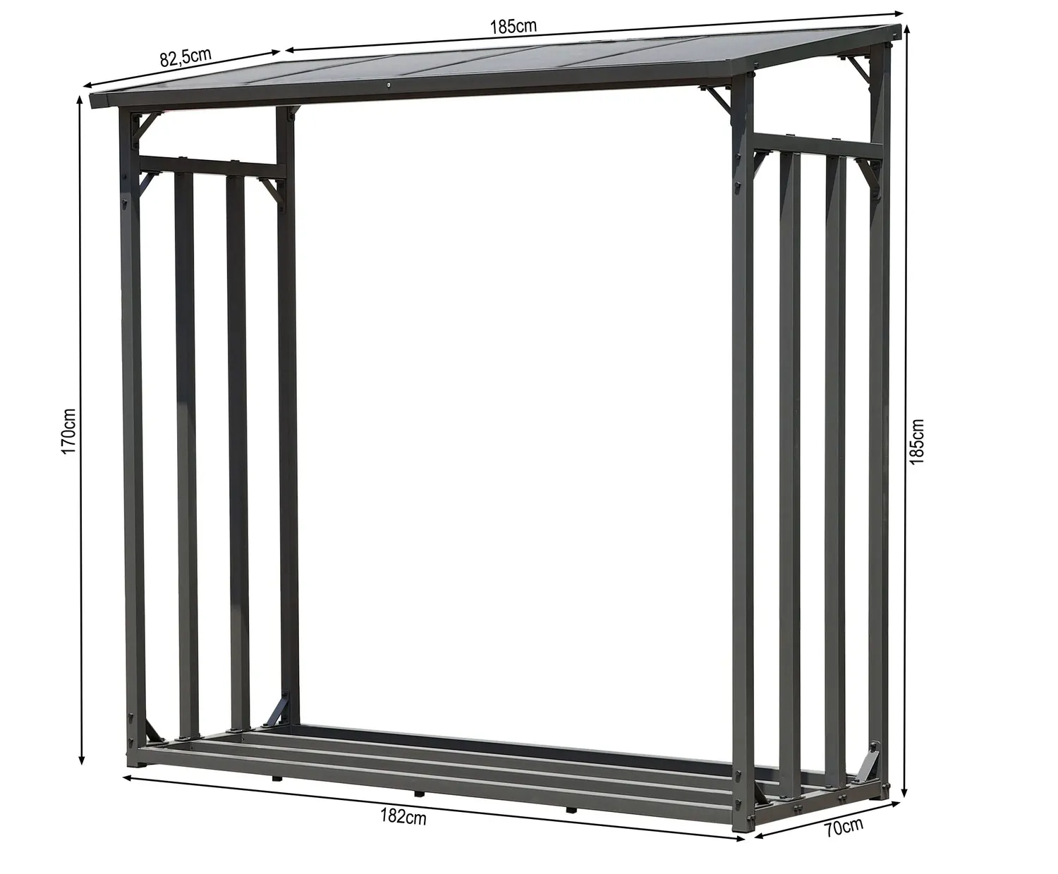 QUICK STAR 185x70x185 cm legnaia metallo antracite 2,3 m3