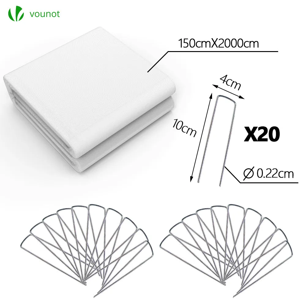 Vounot velo svernamento piante 1,5x20m bianco con picchetti