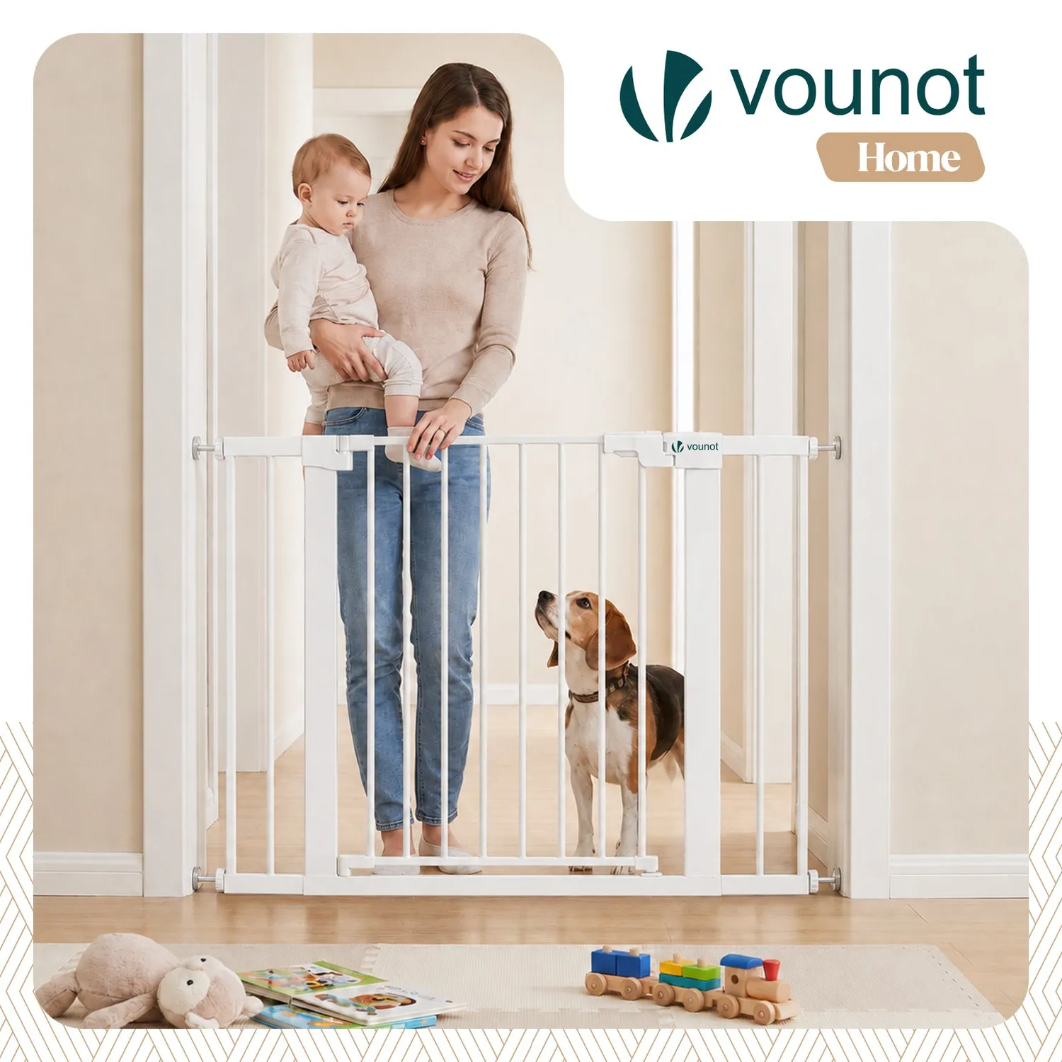 VOUNOT cancello sicurezza pressione 103-110 cm metallo bianco