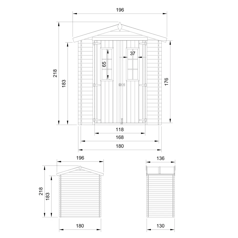Timbela M367C casetta legno 180x130 cm 2 m² con finestre
